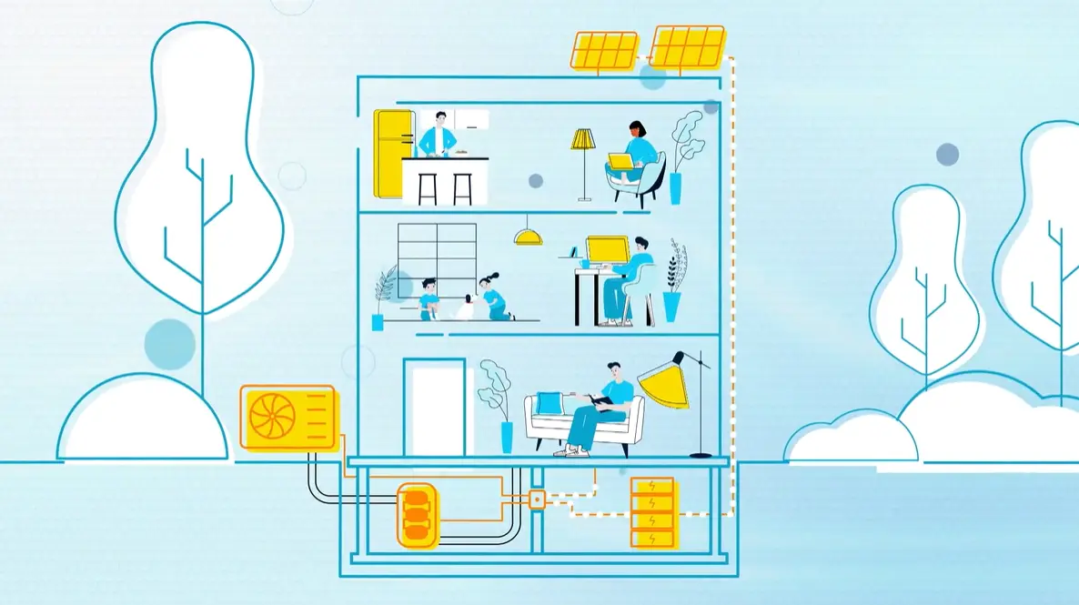 Schema condominio con pompa di calore e fotovoltaico - Enerways